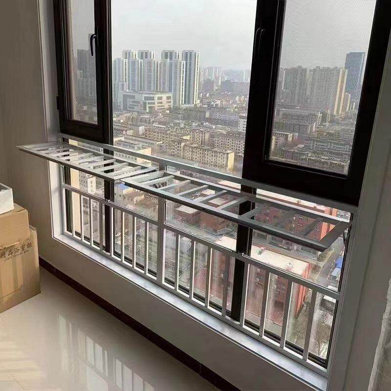 多功能阳台晾衣架护拦可开启铝合金儿童防护栏置物晾衣服防坠落