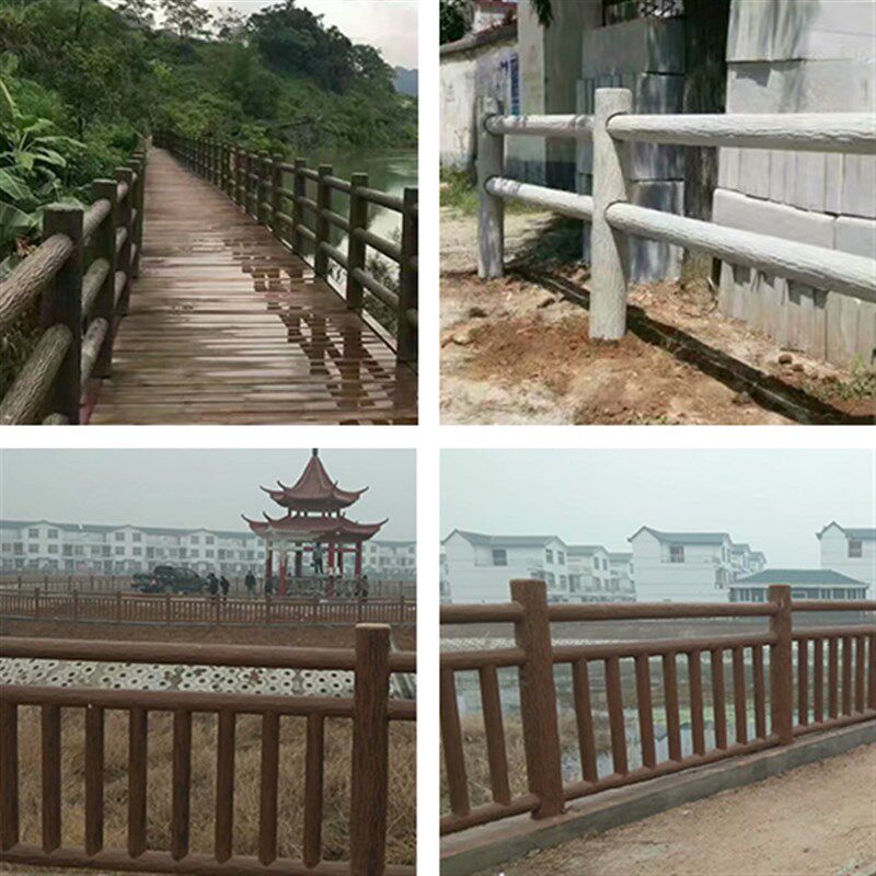仿树皮水泥护栏栏杆模具仿木混凝土扶梯塑料仿竹新农村预制圆形河