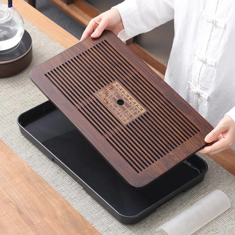 茶盘家用托盘功夫茶具套装新款茶海竹实木客厅沥水干泡小茶台