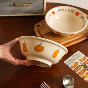 舍里可爱卡通陶瓷餐具面碗水果沙拉碗家用耐高温大容量汤碗拉面碗