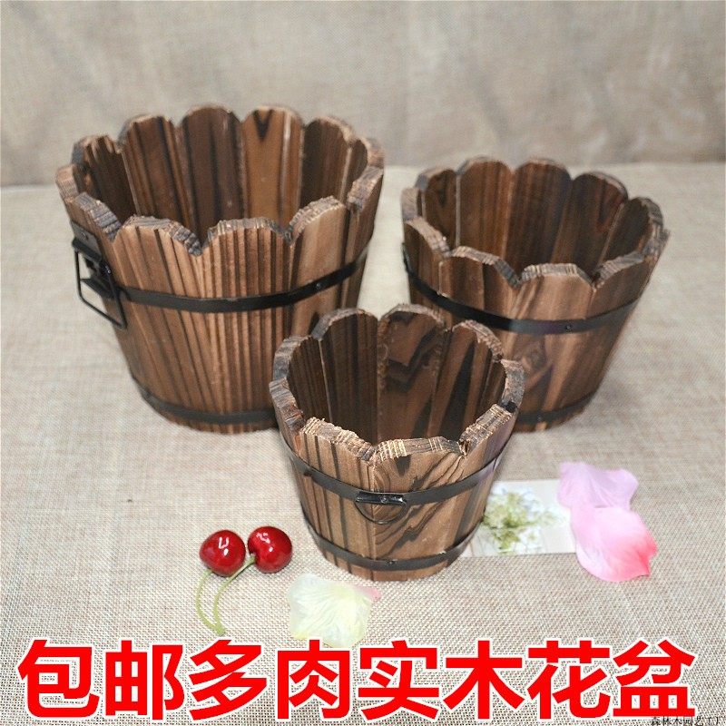 欧式复古室内外碳化防腐木多肉花盆幼儿园植物角种花实木创意栅栏,鲜花速递/花卉仿真/绿植园艺,花盆,淘宝优惠券,粉丝福利购,淘宝优惠卷