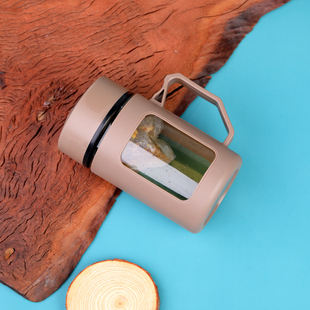 50起刻字定制水杯男女带把手简约家用办公室玻璃杯泡茶杯带盖杯子