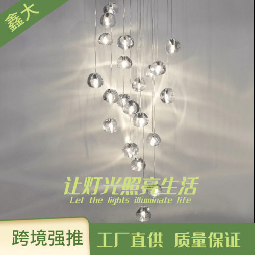 美式LED流星雨楼梯水晶吊灯复式楼餐厅客厅创意樱桃水晶多头吊灯
