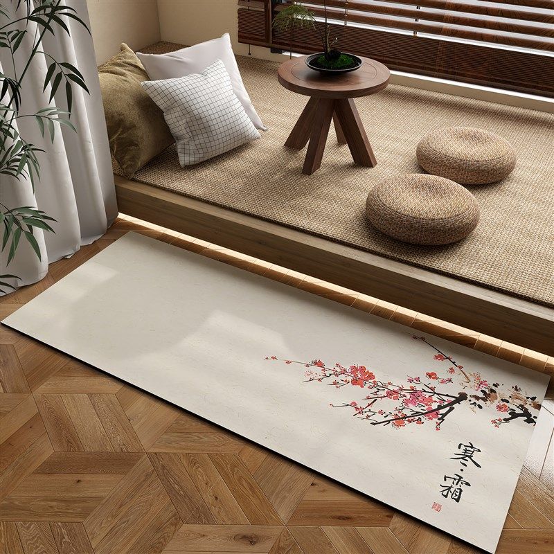 新中式阳台禅意硅藻泥软垫茶室长条门口地垫厨房院子防滑吸水地毯,居家布艺,家用脚垫,淘宝优惠券,粉丝福利购,淘宝优惠卷
