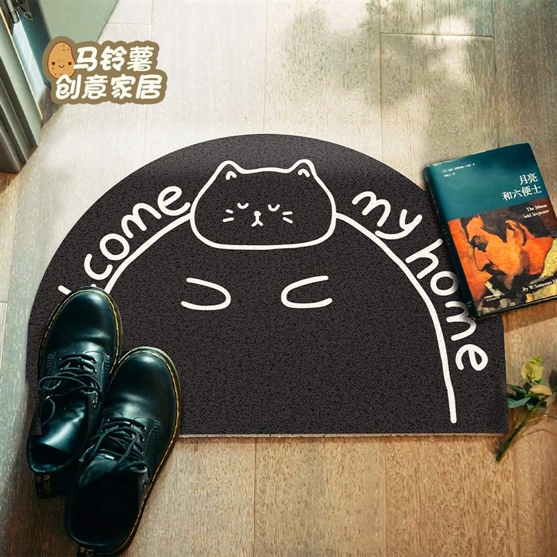 简约线条猫咪入户丝圈地垫可裁剪蹭灰耐脏玄关进门口防滑除尘地毯,居家布艺,入户地垫,淘宝优惠券,粉丝福利购,淘宝优惠卷