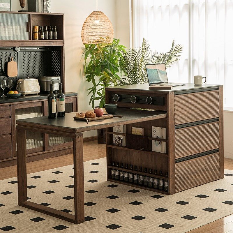 北美黑胡桃实木家用岛台餐桌一体可伸缩小户型厨房餐厅单独储物柜,住宅家具,岛台餐桌,淘宝优惠券,粉丝福利购,淘宝优惠卷