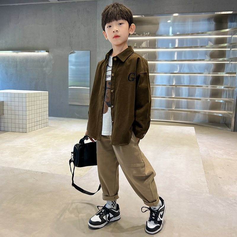 男童春秋套装2024新款儿童洋气衬衫T恤裤子三件套休闲中大童衣服,童装/婴儿装/亲子装,套装,淘宝优惠券,粉丝福利购,淘宝优惠卷