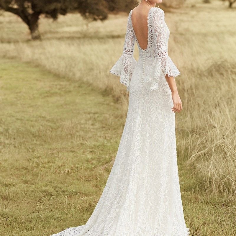 草坪婚礼出门纱复古白色蕾丝喇叭袖轻婚纱户外新娘服敬酒服礼服裙,女装/女士精品,婚纱,淘宝优惠券,粉丝福利购,淘宝优惠卷