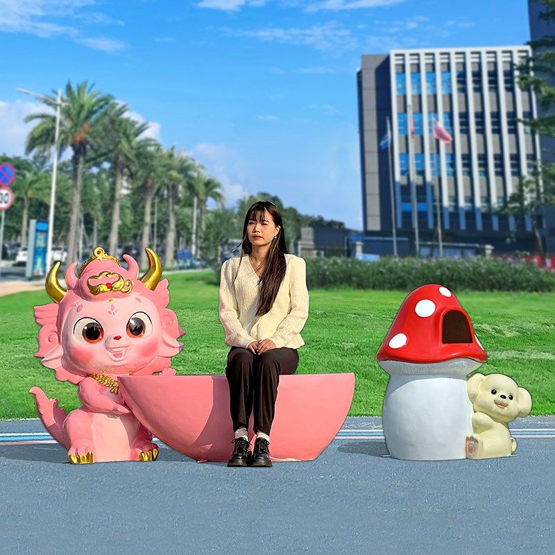 卡通动物座椅雕塑玻璃钢网红公园椅园林景区美陈垃圾桶摆件装饰品,家居饰品,户外/庭院摆件,淘宝优惠券,粉丝福利购,淘宝优惠卷