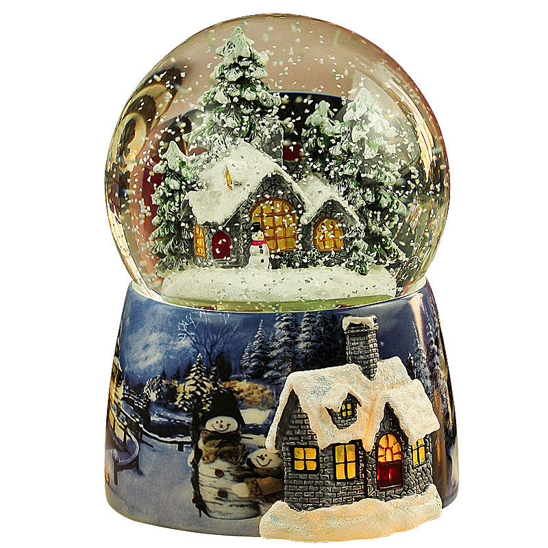 会下雪的水晶球女孩机械发条八音盒音乐盒女童生日礼物飘雪可旋转