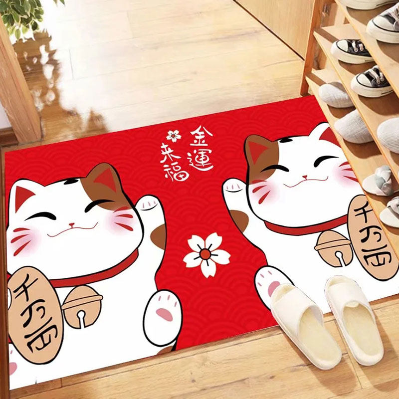 网红招财猫脚垫玄关进门地垫入户门垫卧室厨房洗手间门口防滑薄款,居家布艺,地毯,淘宝优惠券,粉丝福利购,淘宝优惠卷