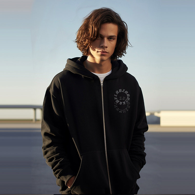 2024新款黑色加肥加大码男装连帽胖子外套拉链卫衣宽松休闲春秋季