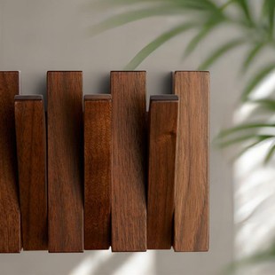 黑胡桃木钢琴键挂衣架节省空间实木挂衣板入户衣帽架入户玄关置物