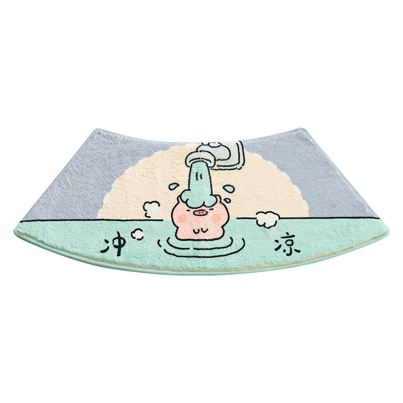 弧形冲凉猪猪吸水地垫卫生间浴室门口脚垫淋浴房防滑垫子家用门垫,居家布艺,家用脚垫,淘宝优惠券,粉丝福利购,淘宝优惠卷