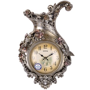 挂钟欧式静音时钟客厅墙贴钟创意花瓶装饰时钟家用艺术挂钟表壁钟