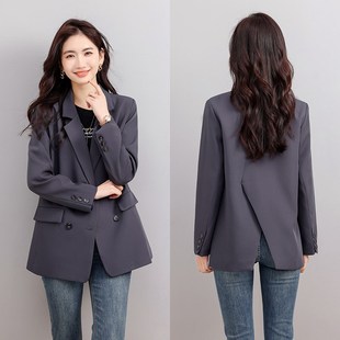 西装外套女小个子2024年新款春季休闲西服宽松显瘦高级感黑色上衣