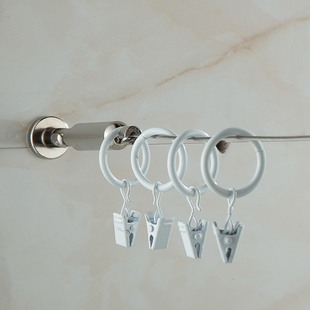 罗马圈简易窗帘配件圆圈罗马杆钢丝绳挂钩窗帘扣环夹子金属顺滑