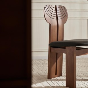 实木餐椅家用靠背凳子中古餐桌椅休闲复古茶椅设计师茶桌主人椅子