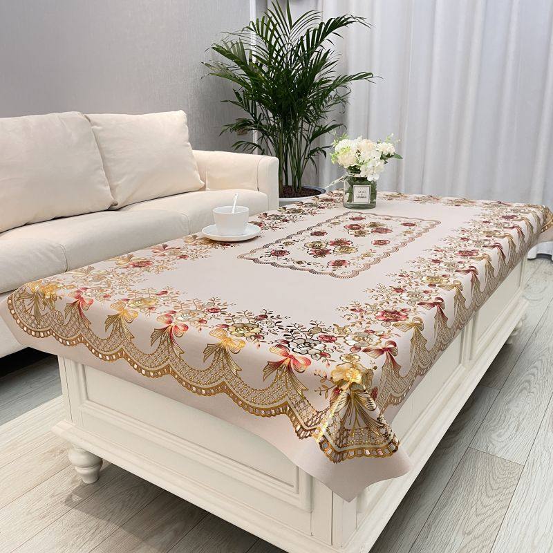 新款烫金桌布免洗防油防水防烫餐桌布长方形家用客厅欧式茶几台布,居家布艺,桌布,淘宝优惠券,粉丝福利购,淘宝优惠卷