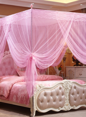 蚊帐1.5m床三开门1.8m双人家用宫廷落地公主风加密加厚加粗支架