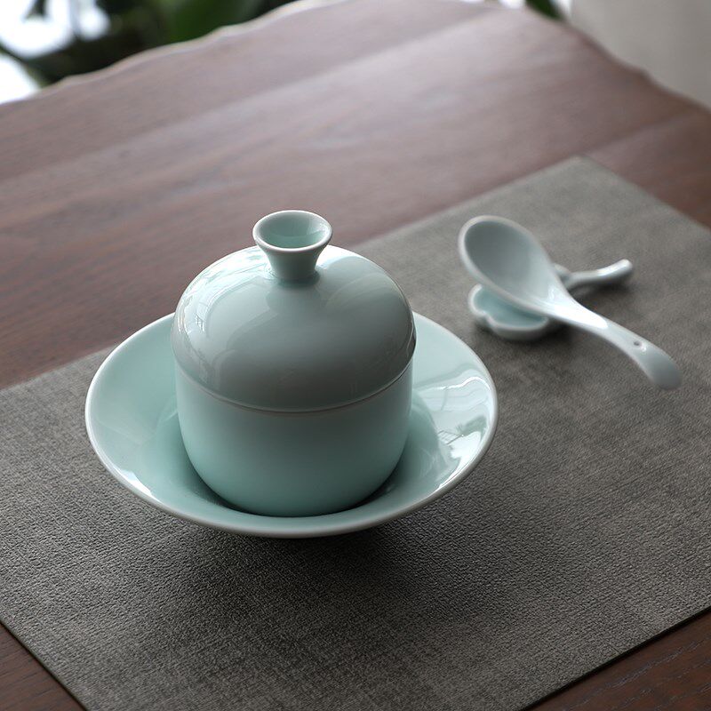 陶瓷炖盅一人份煲汤瓦罐佛跳墙碗具燕窝蒸蛋350ml纯色中式汤碗