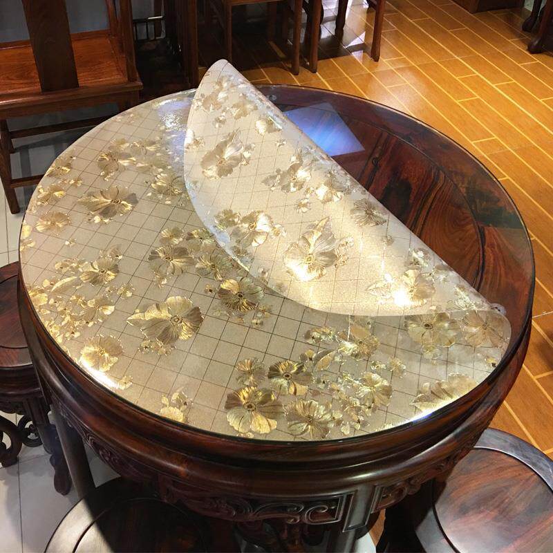 高档圆台桌布桌面保护膜大圆形时尚家用免洗1米欧式塑料防水烫PVC