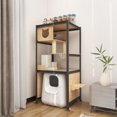 大型猫爬柜多层猫咪别墅室内猫抓板猫爬架猫树猫砂盆一体实木猫窝