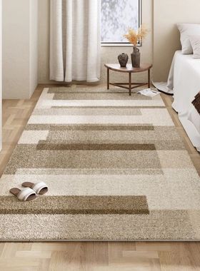 侘寂风卧室仿羊绒床边地毯美拉德加厚房间床前地垫吸水防滑毛绒垫