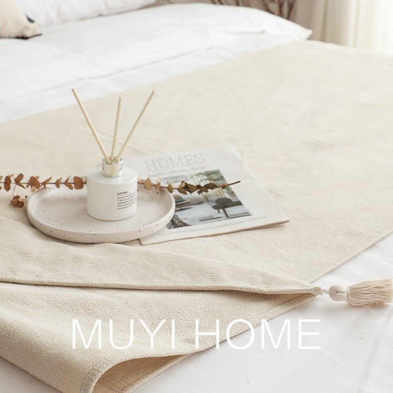 亚麻色素色肌理床尾装饰毯床旗民宿酒店床尾巾客厅全棉沙发盖毯子,床上用品,休闲毯/毛毯/绒毯,淘宝优惠券,粉丝福利购,淘宝优惠卷