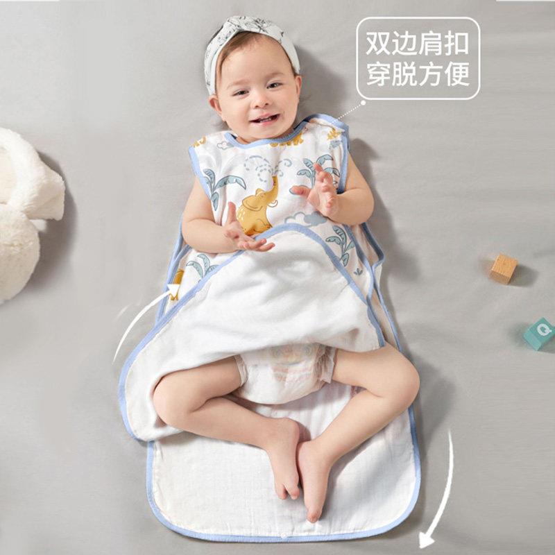 婴儿无袖睡袋新生儿童夏天竹棉纱布背心式防踢被宝宝夏季春秋薄款