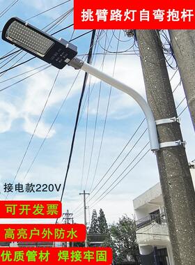 Led户外路灯超亮220V防水避雷线杆圈式路灯灯杆自弯臂路灯灯座
