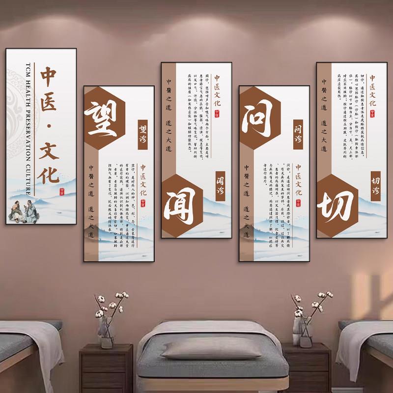 中医馆养生文化背景墙挂画望闻问切医馆诊所壁画美容院医院装饰画