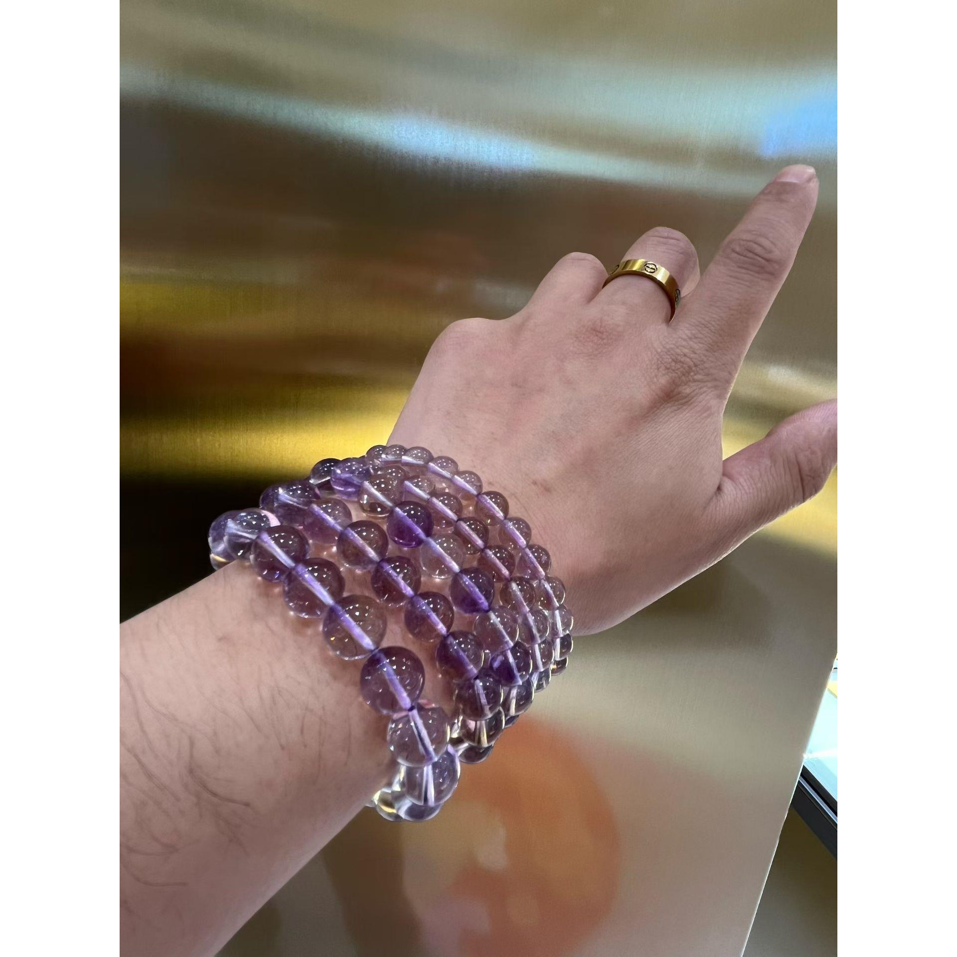 天然紫水晶手錬DIY配件圆珠串珠饰品女款文玩手串