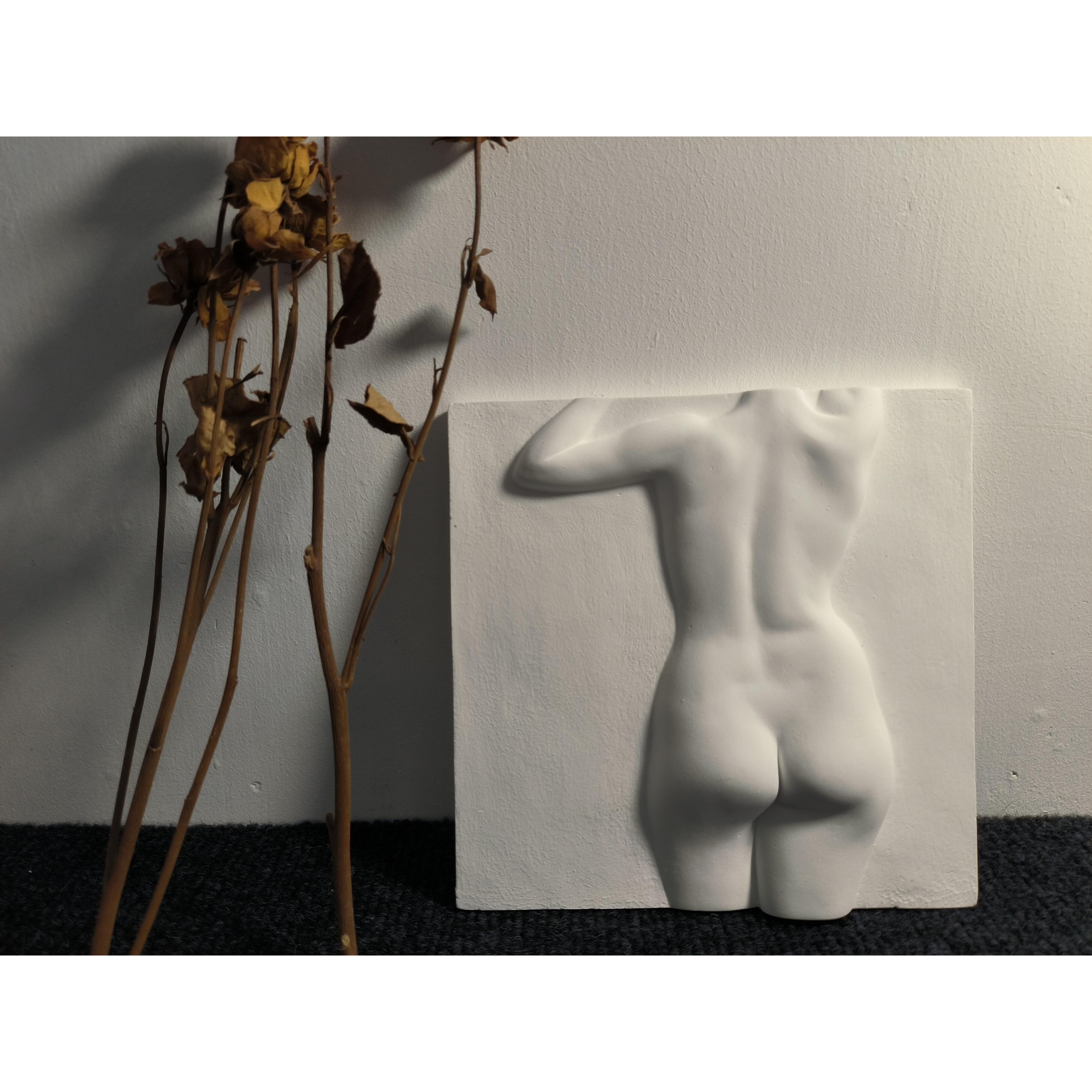 绝美女人体背影立体浮雕画 石膏壁挂 现代家居雕塑艺术品