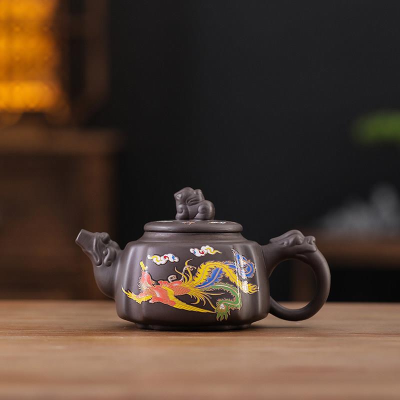 紫砂壶遇热水变色茶壶龙凤呈祥貔貅壶西施壶家用泡茶壶器送礼