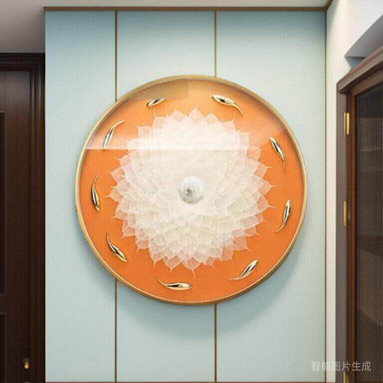 真实羽毛圆形装饰画立体实物餐厅走廊过道挂画壁画手工挂画菩提叶