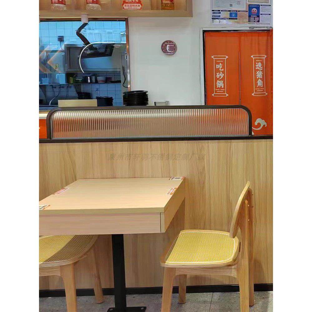 饭店铁艺木板玻璃隔断餐厅不锈钢卡座围栏火锅店半墙简易墙自装