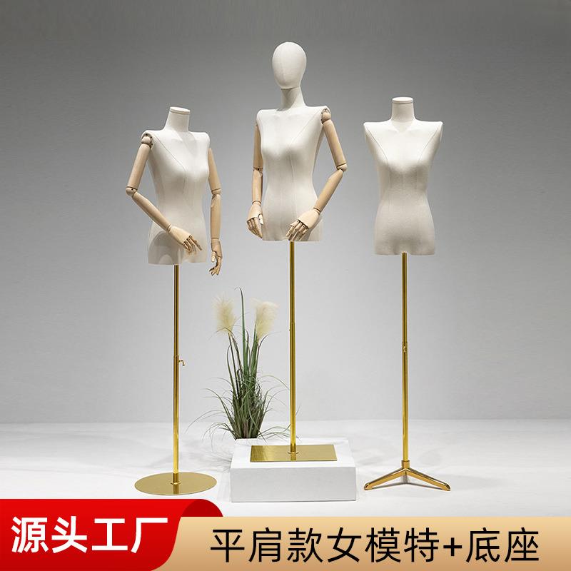 服装店模特道具女半身平肩模特橱窗展示架道具假人婚纱模特架