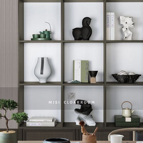 样板间茶室摆件中式陶瓷花瓶花器样板房展厅书房茶具套装饰品组合