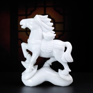 天然白玉石马摆件十二生肖马到成功马上有钱桌面装饰家居商铺办公