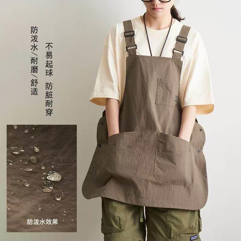 围裙厨房防泼水薄款烘焙餐饮露营理发师奶茶宠物店两面穿工服罩衣