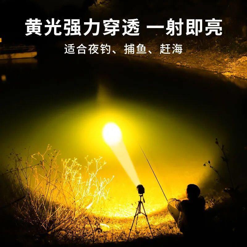 头灯8.4v激光炮黄光头戴式超亮led大光斑远射强光钓鱼专用