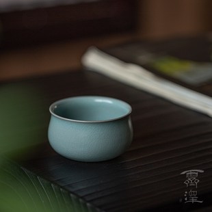 霁泽窑 汝瓷天青釉支钉无相杯 普洱红茶个人杯 蝉翼纹开片 非晓芳