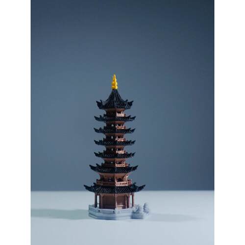中国古代风格建筑鱼缸景观摆件假山水陆池盆景微景观模型3D打印-