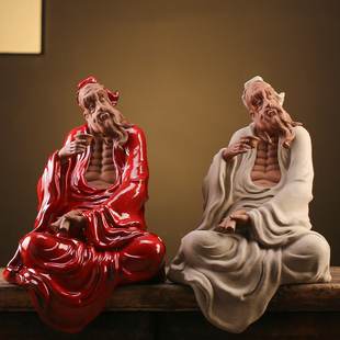 滢鑫 陶瓷茶圣陆羽雕像摆件创意家居茶空间桌面工艺品室内装饰品