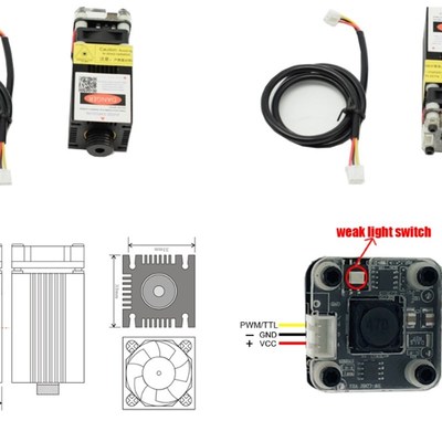 12v激光模组 激光雕刻 405nm激光管 紫光500mw 1000mw FB03