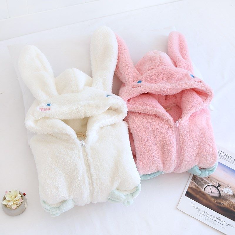 儿童冬季加厚法兰绒长毛绒连帽兔子拉链睡袍可爱女童亲子装家居袍,童装/婴儿装/亲子装,家居袍/睡袍,淘宝优惠券,粉丝福利购,淘宝优惠卷