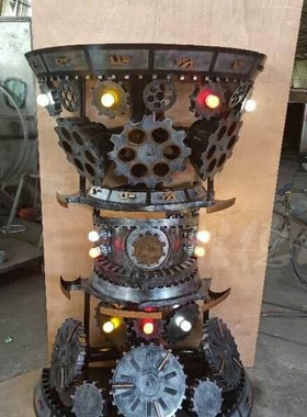 工业风复古齿轮模型酒吧台接待台铁艺创意落地摆件玄关装饰品定制