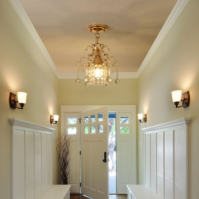 欧式门厅过道餐厅灯 美式入户玄关卧室水晶小吊灯吧台LED客厅灯饰,家装灯饰光源,客厅吊灯,淘宝优惠券,粉丝福利购,淘宝优惠卷