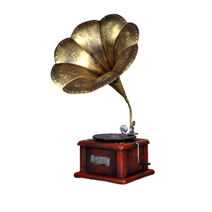 复古怀旧铁艺留声机模型创意店铺创意橱窗摆件酒吧饭厅桌面装饰品